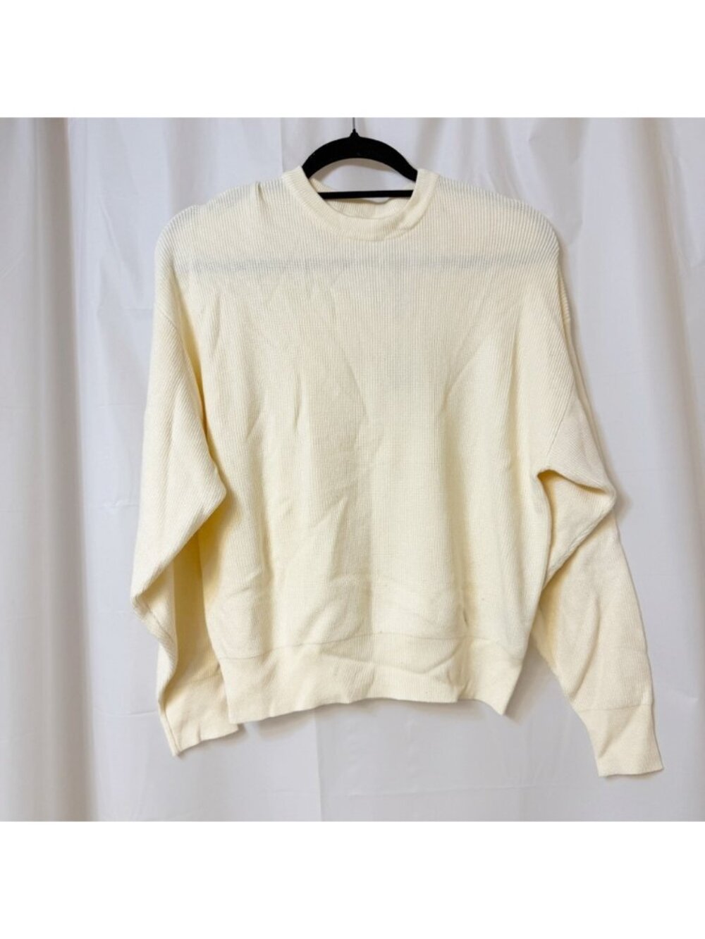 Brunette The Label Ribbed Knit Crew Sweater Cream XS/S NWT